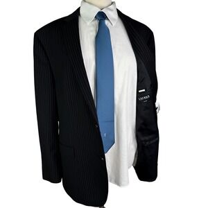 Polo Ralph Lauren Blazer | Black Label 100% Wool Blazer | 46R | Black Pinstripe